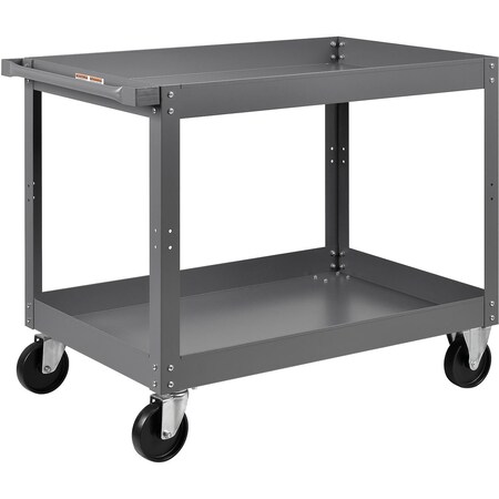 Global Industrial 2 Shelf Deep Tray Steel Stock Cart, 800 Lb. Capacity, 36L x 24W x 32H 988843